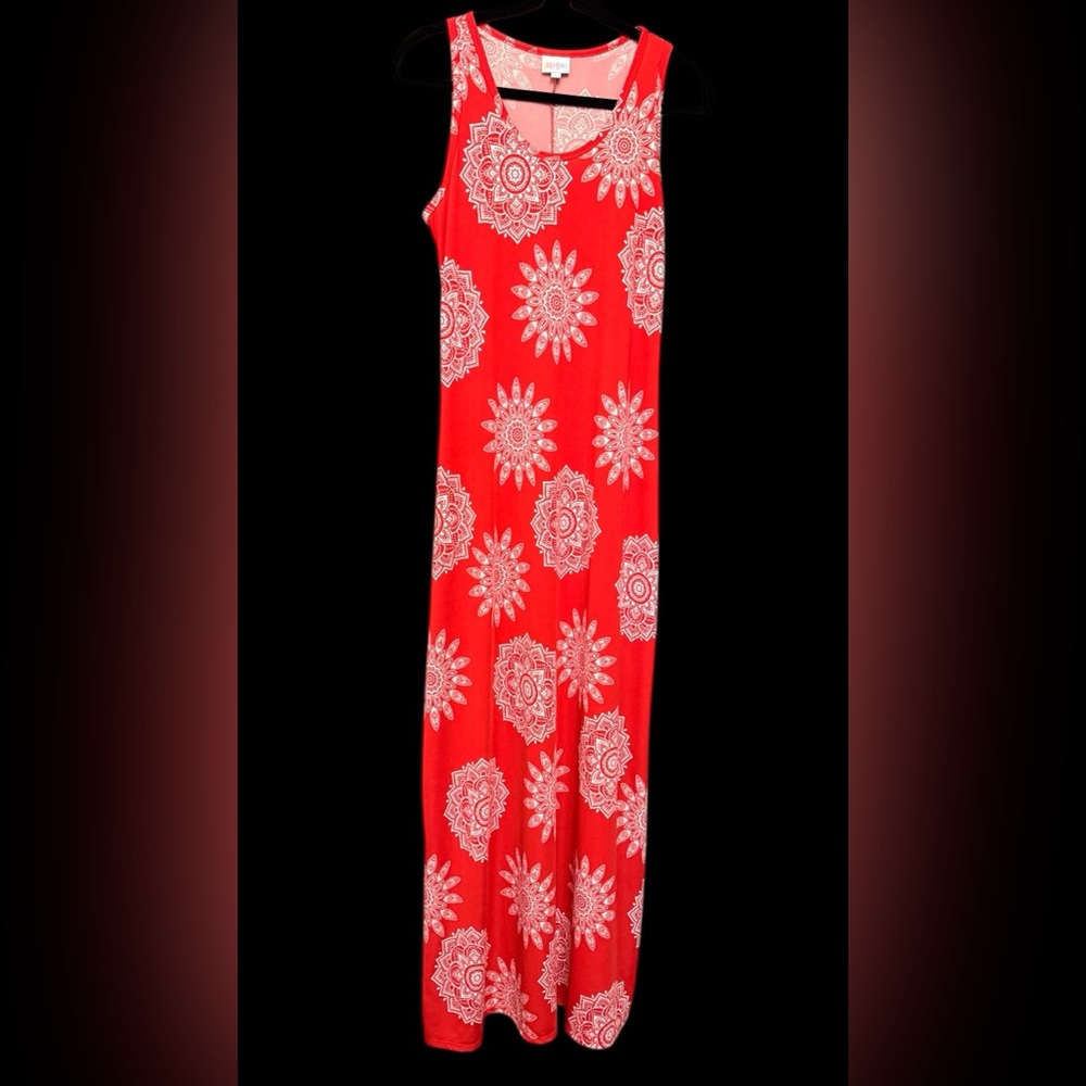 LuLaRoe Red and White Sleeveless Dress